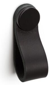 Úchytka knobka Viefe FLEXA / čierna koža / čierna matná / 70 x 22 mm