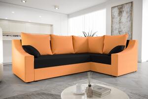 Praktická rohová sedačka OMNIA - oranžová / čierna, pravá