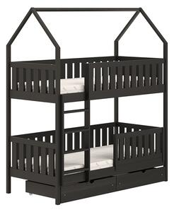 Detská poschodová posteľ Nemos domček - 80x180 cm, čierna