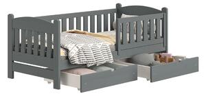 Detská posteľ drevená Alvins DP 002 - grafit, 70x140