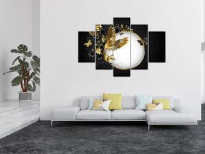 Obraz - Guľa so zlatými motívmi (150x105 cm)