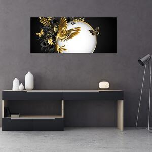 Obraz - Guľa so zlatými motívmi (120x50 cm)