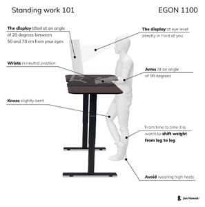 Malý výškovo nastaviteľný elektrický stôl EGON, 1100 x 720 x 600 mm, orech/ čierny
