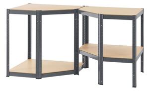 Rohový regál - 160x75x40-75 cm - šedý