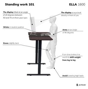 Veľký výškovo nastaviteľný elektrický stôl ELLA, 1600 x 720 x 750 mm, orech/ čierny