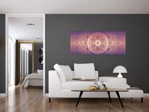 Obraz - Mandala na fialovom gradiente (120x50 cm)