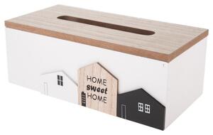 Krabička na vreckovky HOME SWEET HOME prírodná/biela