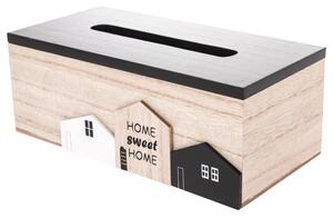 Krabička na vreckovky HOME SWEET HOME prírodná/čierna