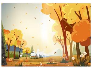 Obraz - Jesenná krajina, ilustrácie (70x50 cm)