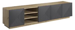 TV skrinka Asha 200 cm - dub artisan / rivier stone mat
