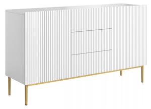 Komoda so zásuvkami Nicole 150 cm - biely mat / zlaté nožičky