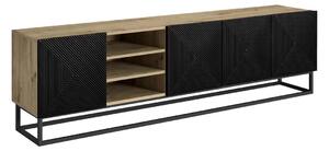 TV skrinka Asha 200 cm na kovovom ráme - dub artisan / čierny mat