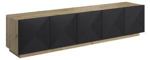 TV skrinka Asha 200 cm päťdverová - dub artisan / čierny mat