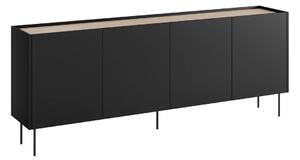 Komoda Desin 220 cm štvordverová - čierny mat / dub nagano