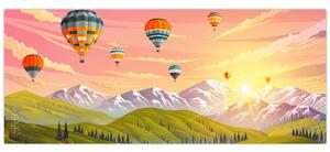 Obraz balónov nad krajinou (120x50 cm)