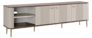 TV skrinka Vesper 3D 187 cm - kašmír / orech / zlaté nohy