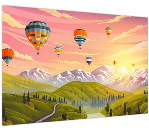 Obraz balónov nad krajinou (90x60 cm)