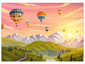 Obraz balónov nad krajinou (70x50 cm)