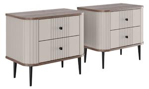 Súprava nočných stolíkov Vesper 56 cm - kašmír / orech / čierne nohy