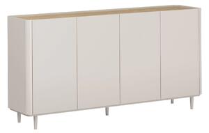 Komoda Elivo 200 cm štvordverová na nožičkách - kašmír / olejovaný dub