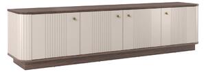 TV skrinka Vesper 4D 187 cm - kašmír / orech / zlaté úchytky