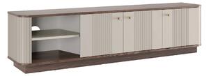 TV skrinka Vesper 3D 187 cm - kašmír / orech / zlaté úchytky