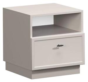 Nočný stolík so zásuvkou Lorini 45 cm - kašmír / čierne úchytky T-bar