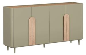 Komoda Amilio 200 cm na nožičkách - eukalyptus / dub baltic dune / úchytky dub prírodný
