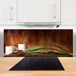 Nástenný panel  Šálky káva zrnká kuchyňa 125x50 cm