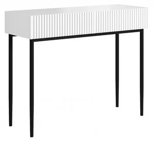 Konzolový stolík so zásuvkami Nicole 100 cm - biely mat / čierne nožičky