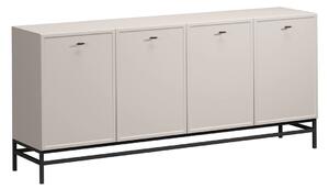 Komoda Lorini 200 cm štvordverová - kašmír / čierne úchytky T-bar / rám