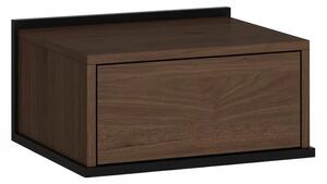 Závesný nočný stolík so zásuvkou Zenar 50 cm - orech elegant / čierny
