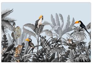 Obraz zvierat v tropickom lese (90x60 cm)