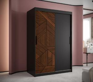 Skriňa s posuvnými dverami MADELEIN 1 - šírka 120 cm, čierna / orech