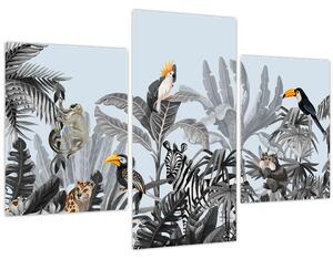 Obraz zvierat v tropickom lese (90x60 cm)