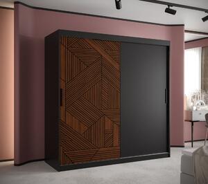 Skriňa s posuvnými dverami MADELEIN 1 - šírka 180 cm, čierna / orech