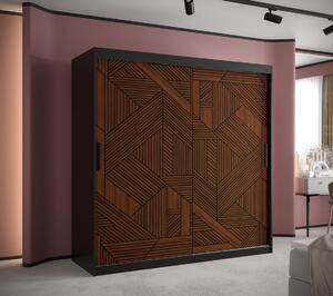 Skriňa s posuvnými dverami MADELEIN 2 - šírka 180 cm, čierna / orech