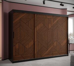 Skriňa s posuvnými dverami MADELEIN 2 - šírka 250 cm, čierna / orech