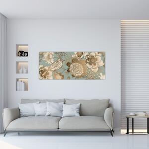 Obraz zlatých kvetov (120x50 cm)