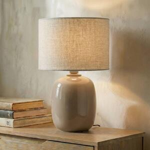 Stolová lampa Melody, piesková, textil, výška 48 cm, E27, Krémová / jantárovo žltá, Obývacia izba / jedáleň, Textil / látka / hodváb, Stojacie svietidlo