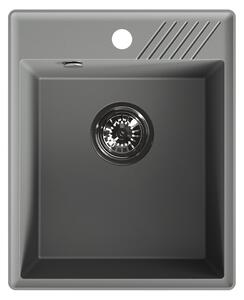 Laveo Hub, 1-komorový granitový drez 394x485x204 mm, tmavá šedá (Volcano), LAV-SPH_V10Y