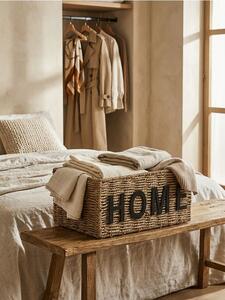 Sinsay - Pletený úložný kôš s nápisom Home - béžová