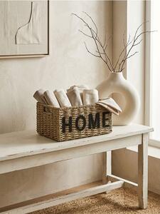 Sinsay - Pletený úložný kôš s nápisom Home - béžová