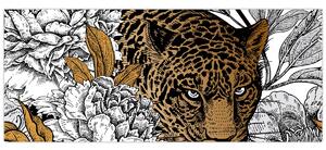 Obraz - Leopard medzi kvetmi (120x50 cm)