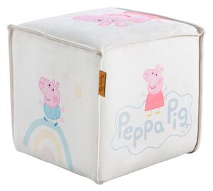 Biely zamatový detský puf Peppa Pig – Roba