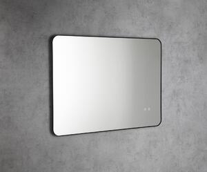 Sapho, SHARON LED podsvietené zrkadlo Ø 80cm s policou, čierna mat, E28904CI-01