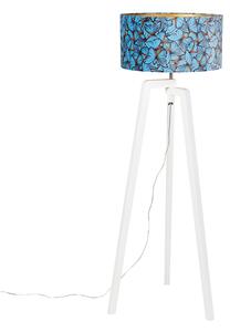 Stojatá lampa statívové drevo s motýlovým zamatovým odtieňom 50 cm - Puros