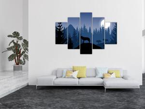 Obraz - Svorka vlkov za splnu (150x105 cm)