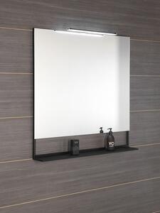 Sapho, ERUPTA zrkadlo s poličkou a LED osvetlením 80x80x12cm, čierna matná, ERU335