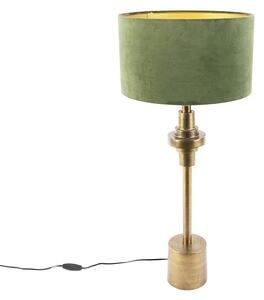 Stolová lampa v štýle art deco so zamatovým odtieňom zelená 35 cm - Diverso